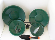 Load image into Gallery viewer, SE L2 Green Gold Pan Panning Kit ! Pans Magnet, Vials, Sniffer, Tweezer & Trowel