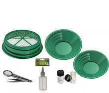 Load image into Gallery viewer, S2 7pc Green 1/4" Large Gold Classifier Screen & Gold Pan Panning Kit