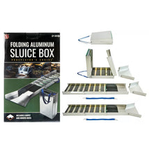 Load image into Gallery viewer, Back Packers Special  50" Folding Aluminum Sluice Box & Gold Pan Kit Green Pans