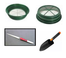 Load image into Gallery viewer, GREEN SUPER DELUXE GOLD PANNING KIT - Classifier, Pan, Tweezer, Vial, Magnet ect