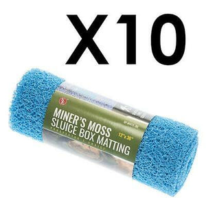 10 pack BLUE MINER'S MOSS 12X36x10mm Sluice Box Matting, Gold Panning