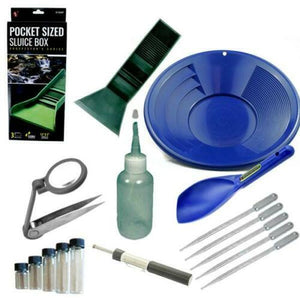 14" Blue Gold Pan Panning Kit & Pocket Sluice Box
