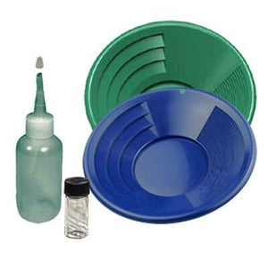 14" Green & Blue Gold Pan Panning Kit with Sniffer & Vial