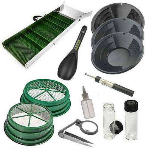 53 inch Sluice Box Compact Gold Panning Kit; portable sluice box and 2  classifier sifting pans; huntley spoon; paydirt scoop; classify while you