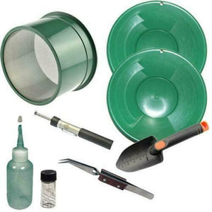 L1 Green Gold Pan Panning Kit ! Pans Magnet, Vials, Sniffer & Trowel