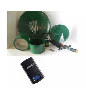 M10 Green Mini Gold Classifier Screen & Gold Pan Panning Kit 12" &10" Pans! FREE Digiweigh Pocket Scale 1000g x 0.1g